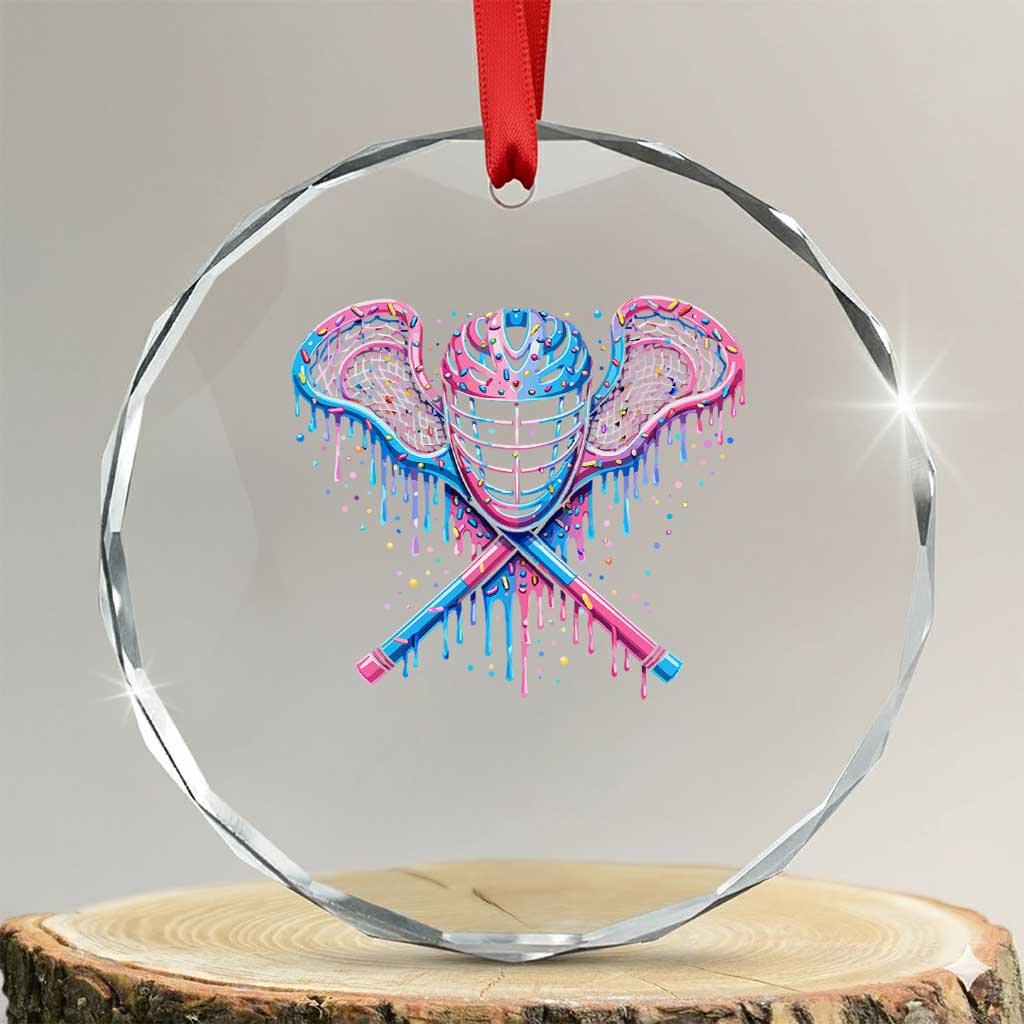 Lacrosse Drip Ice Cream Lax Helmet Sticks Sport Player Crystal Glass Ornament