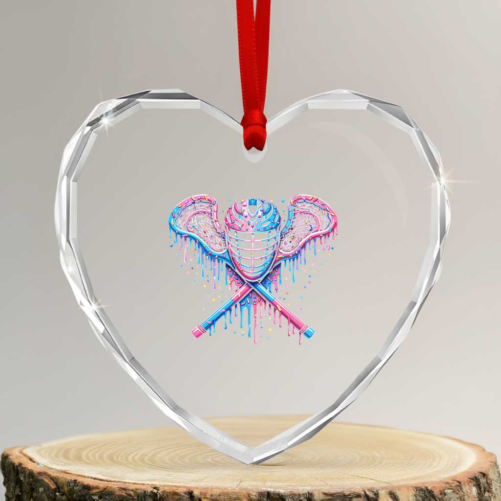 Lacrosse Drip Ice Cream Lax Helmet Sticks Sport Player Heart Crystal Glass Ornament