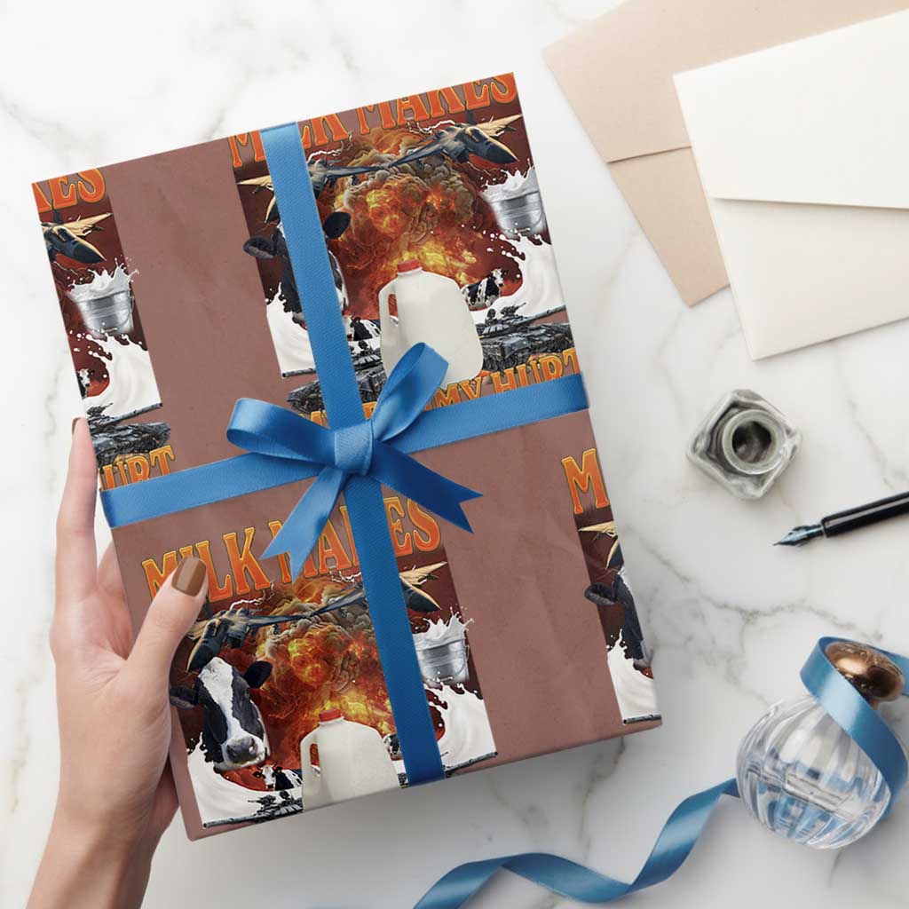 Lactose Intolerant Meme Wrapping Paper Roll Milk Makes My Tummy Hurt Vintage Bootleg Graphic