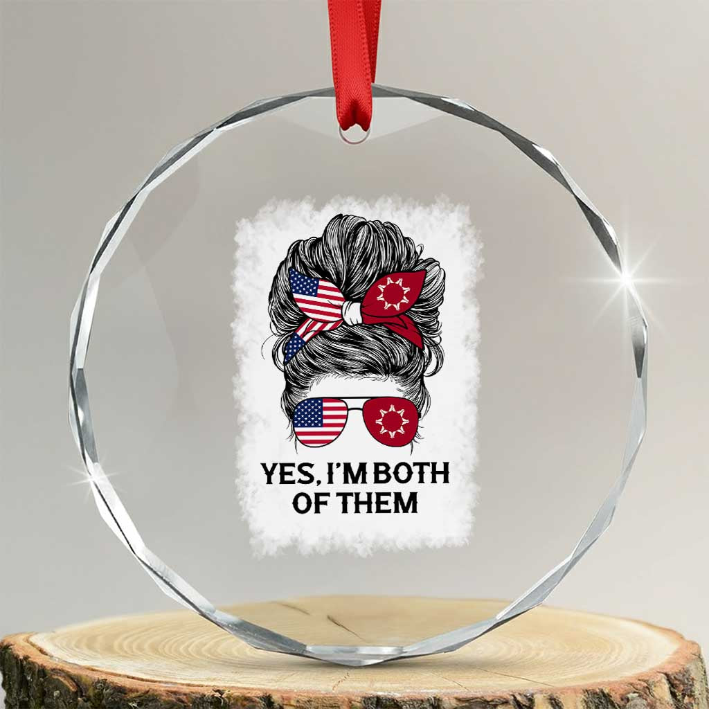 Lakota And American Pride Crystal Glass Ornament Im Both Of Them Oglala Native Heritage