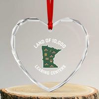 Land of 10000 Learing Centers Funny Minnesota Meme Heart Crystal Glass Ornament Viral Education Typo Parody - Wonder Print Shop