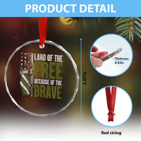 Land of the Free Because of the Brave Crystal Glass Ornament Gun American Flag - Wonder Print Shop
