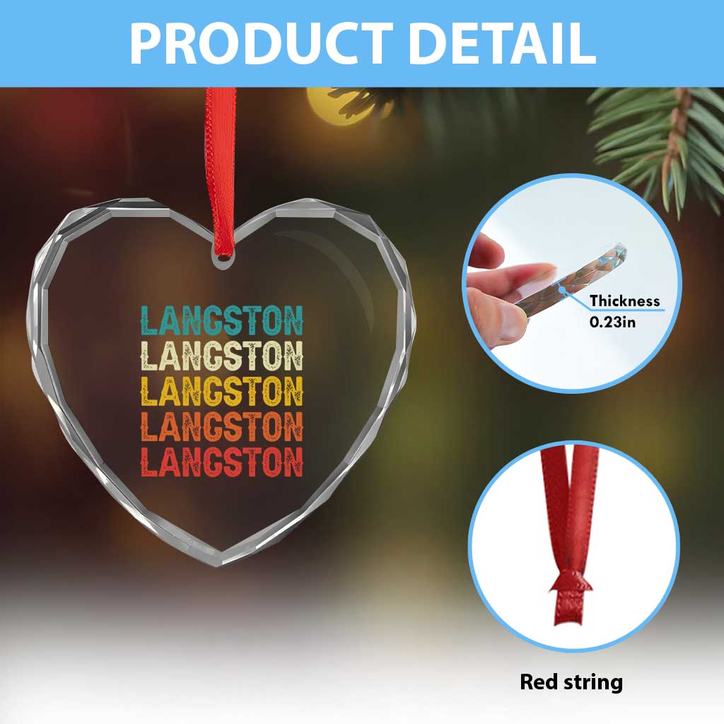 Langston Heart Crystal Glass Ornament Oklahoma Retro Vintage City