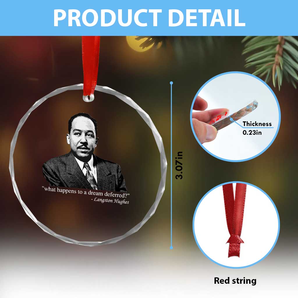 Langston Hughes Crystal Glass Ornament A Dream Deferred Juneteenth Black History Civil Right - Wonder Print Shop