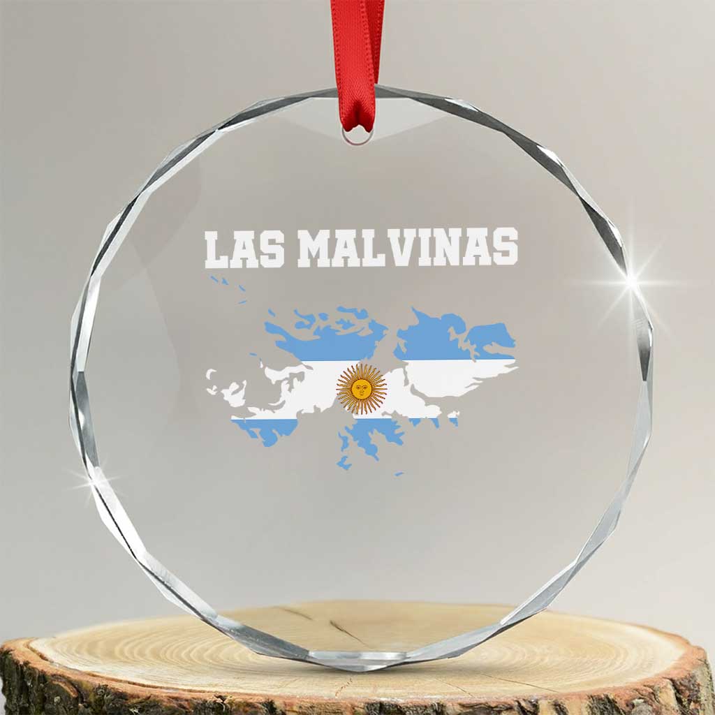 Las Malvinas Island Map Flag Graphic Crystal Glass Ornament Patriotic Sovereignty Argentine Heritage Sun of May Pride