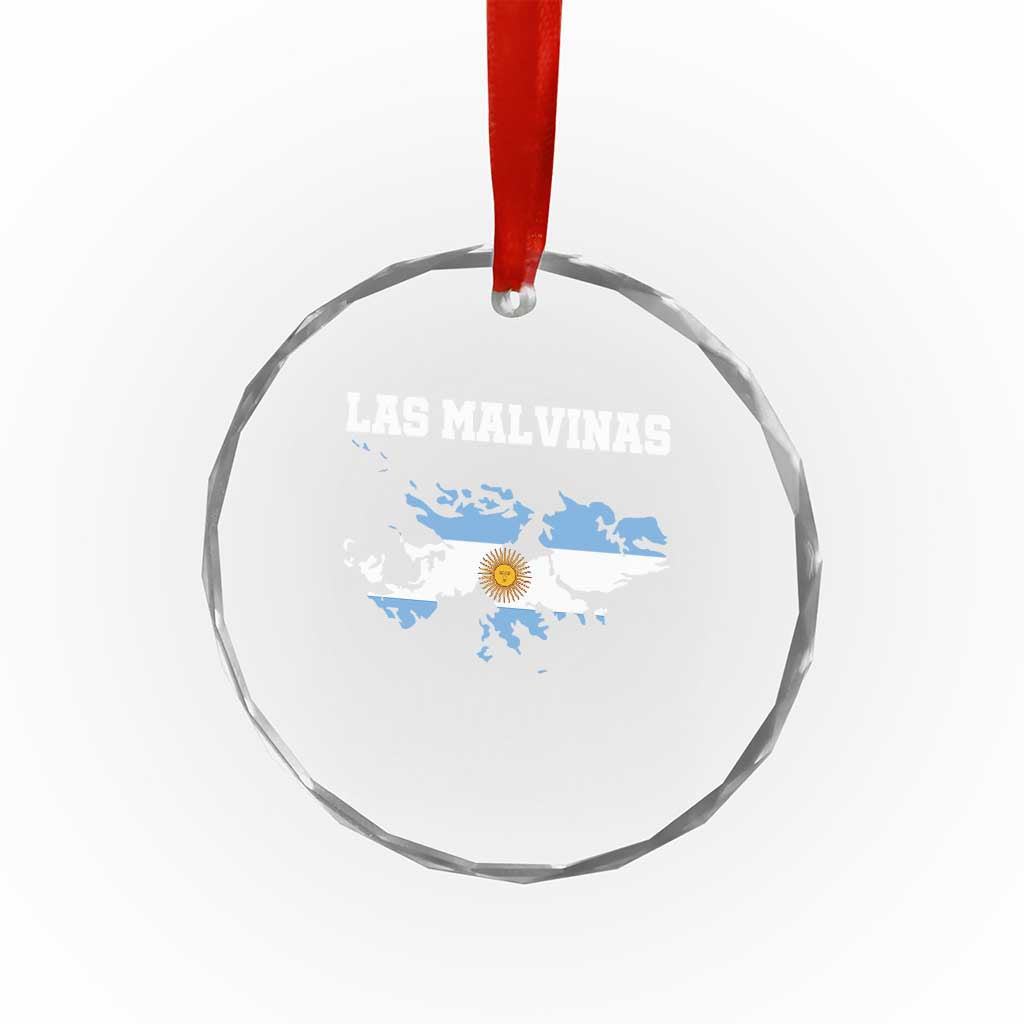 Las Malvinas Island Map Flag Graphic Crystal Glass Ornament Patriotic Sovereignty Argentine Heritage Sun of May Pride