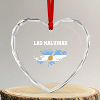 Las Malvinas Island Map Flag Graphic Heart Crystal Glass Ornament Patriotic Sovereignty Argentine Heritage Sun of May Pride