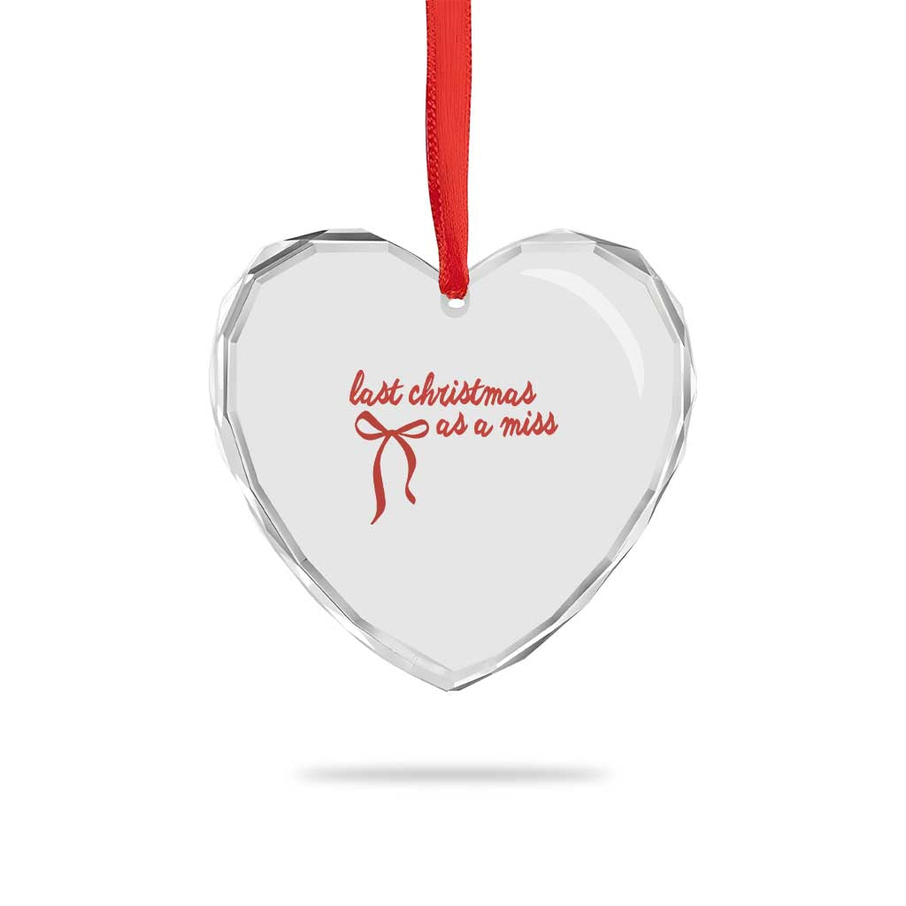 Last Christmas As A Miss Heart Crystal Glass Ornament Bride To Be Future Mrs Xmas Engaged Gift - Wonder Print Shop