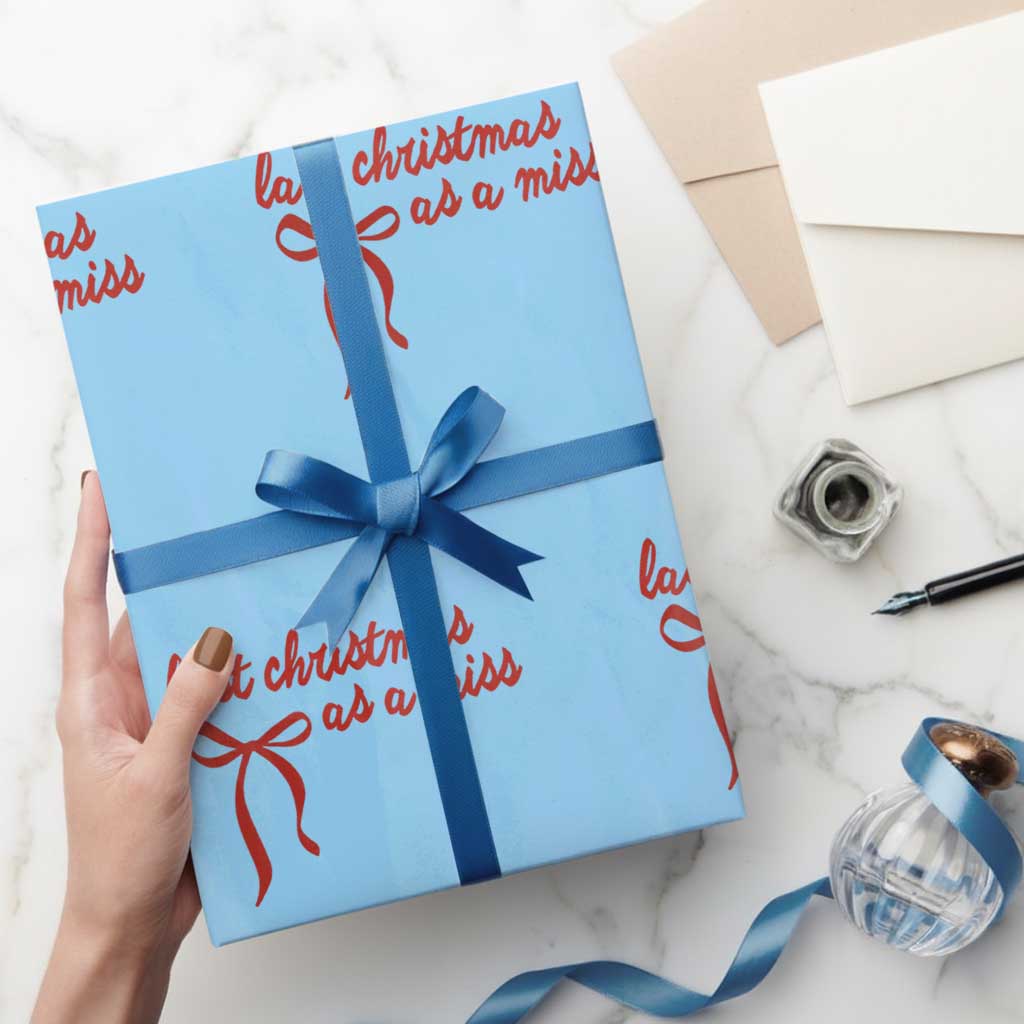 Last Christmas As A Miss Wrapping Paper Roll Bride To Be Future Mrs Xmas Engaged Gift - Wonder Print Shop