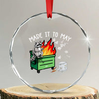 Last Day of School Crystal Glass Ornament Funny Raccoon Dumpster Fire Made It To May Teacher
