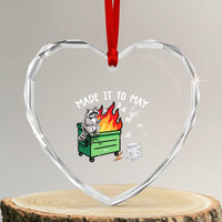 Last Day of School Heart Crystal Glass Ornament Funny Raccoon Dumpster Fire Made It To May Teacher
