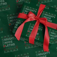 Latin American Xmas Wrapping Paper Roll Naughty Nice Latina Funny Xmas List Hispanic Ugly Sweater