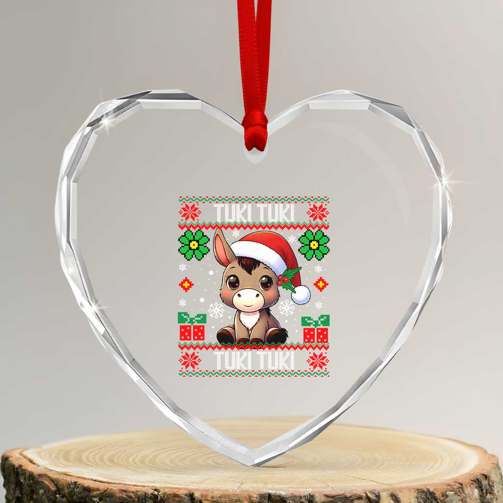 Latin American Xmas Heart Crystal Glass Ornament Mi Burrito Mexican Donkey Latino Ugly Christmas - Wonder Print Shop