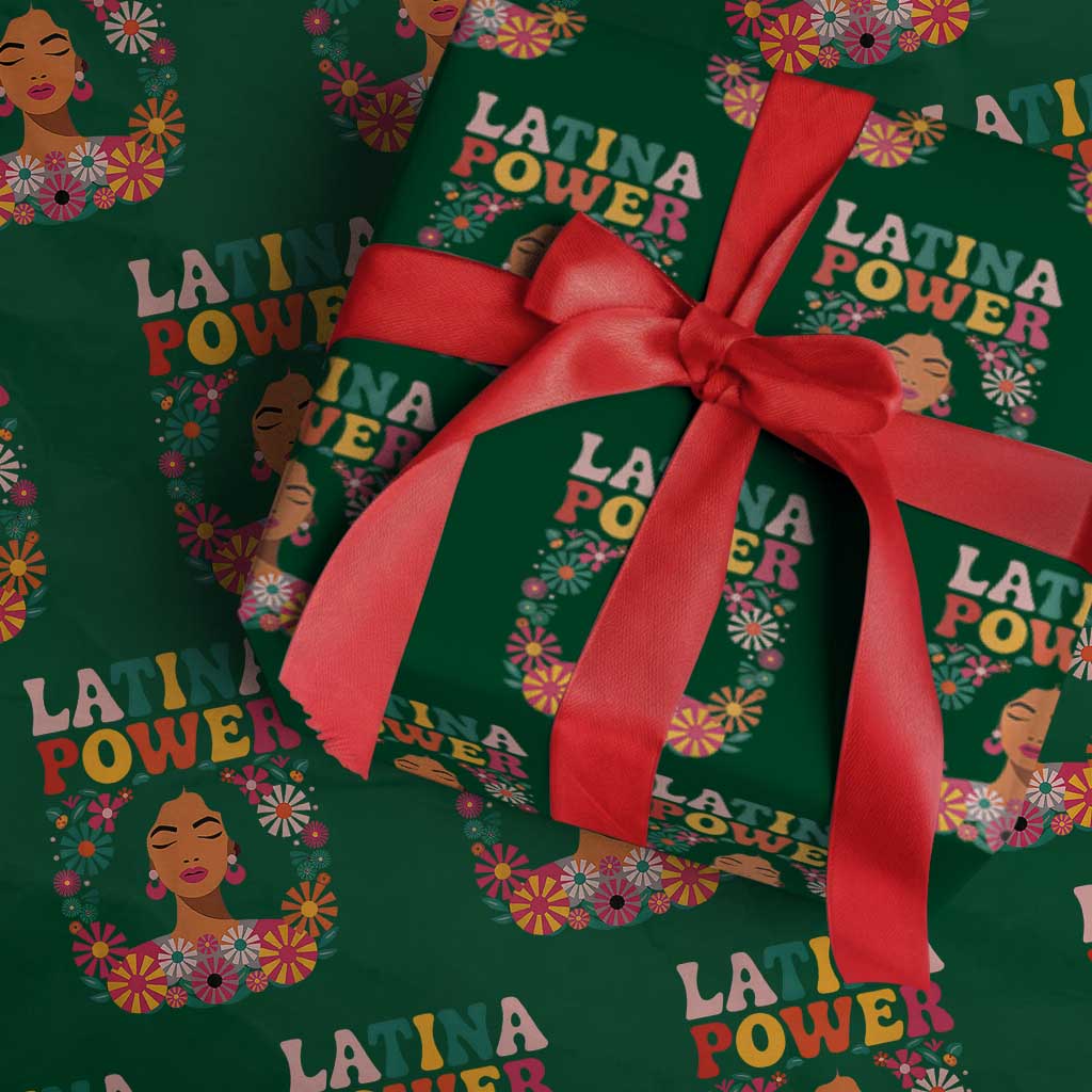 Latina Power Wrapping Paper Roll Floral Hispanic Heritage