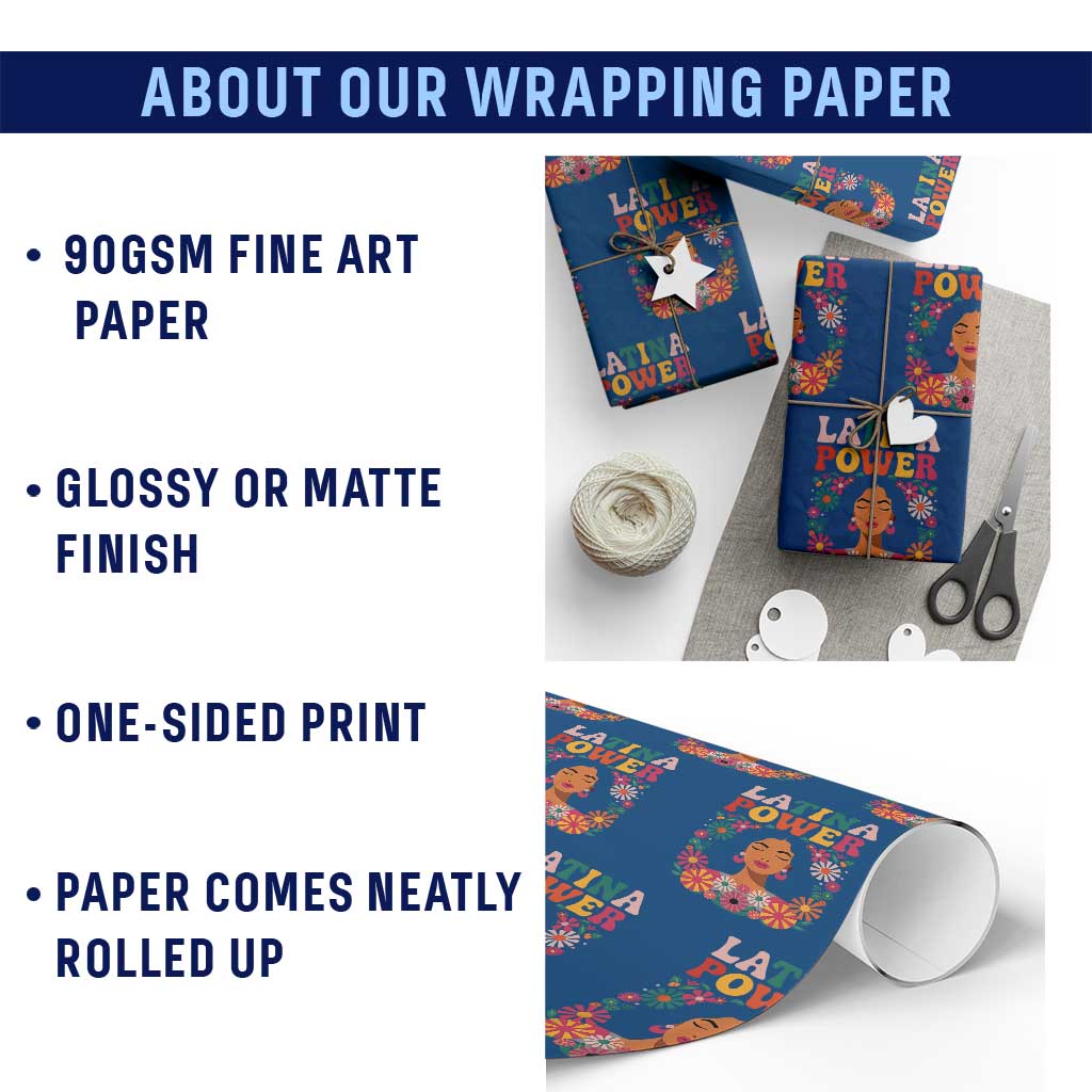 Latina Power Wrapping Paper Roll Floral Hispanic Heritage