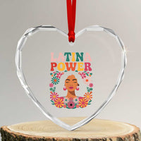 Latina Power Heart Crystal Glass Ornament Floral Hispanic Heritage - Wonder Print Shop