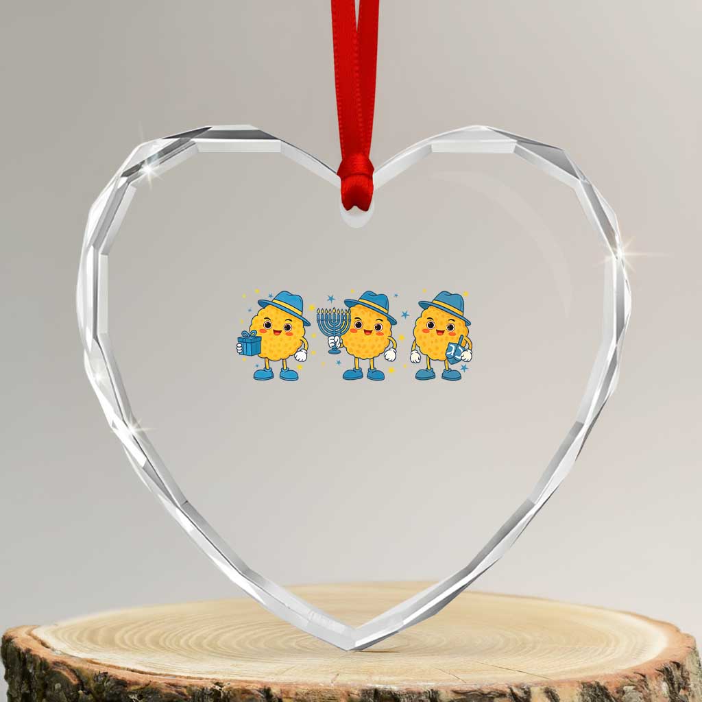Latke For The Holidays Heart Crystal Glass Ornament Hanukkah Jewish Christmas Gift - Wonder Print Shop