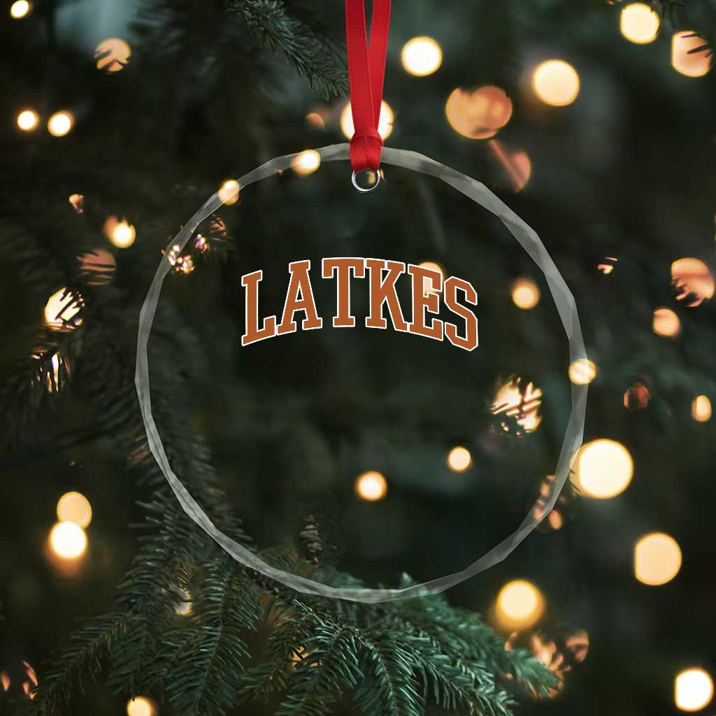 Latkes Crystal Glass Ornament Funny Hanukkah Gift Jewish Holiday Food Apparel - Wonder Print Shop