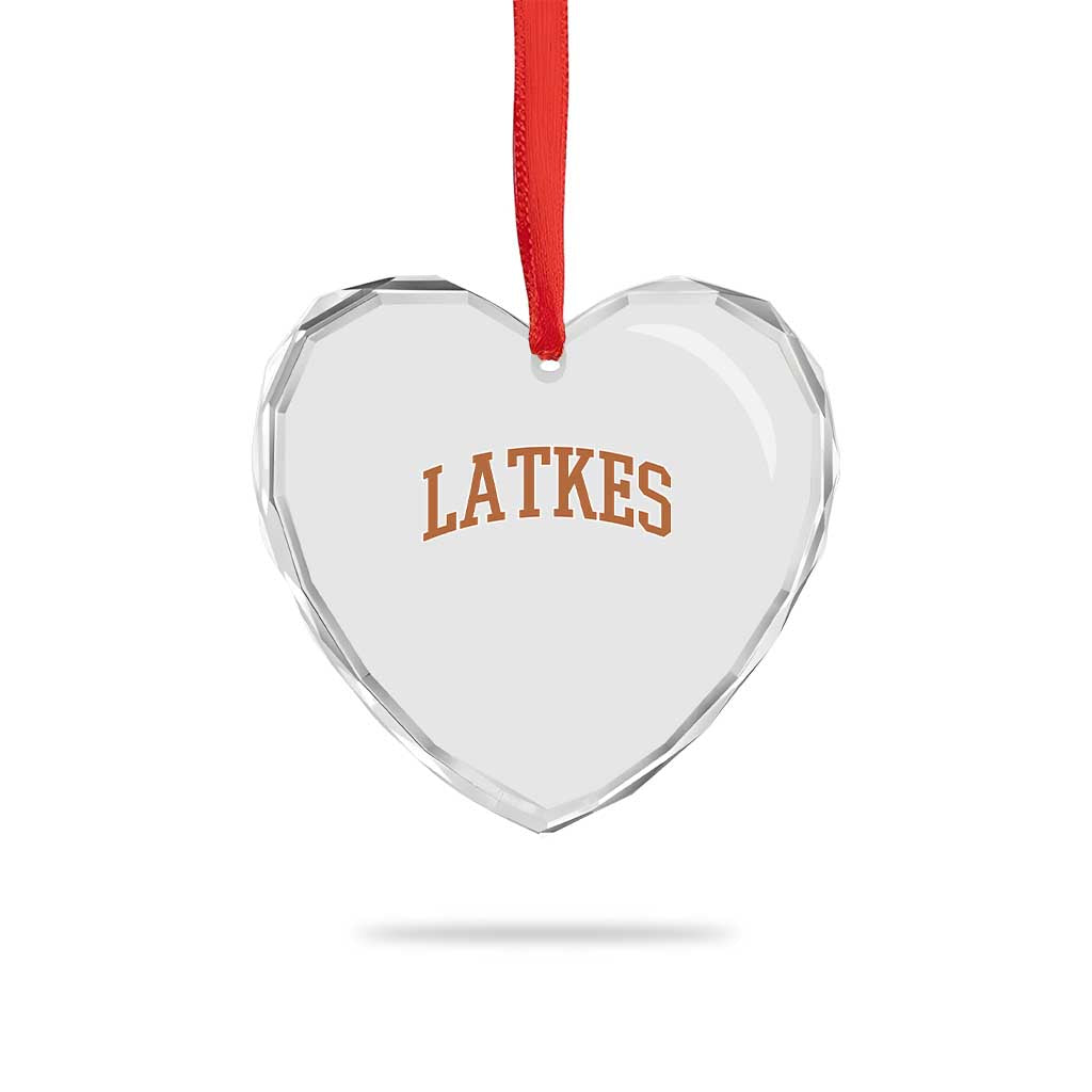 Latkes Heart Crystal Glass Ornament Funny Hanukkah Gift Jewish Holiday Food Apparel - Wonder Print Shop