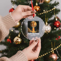 Launch To The Moon Mission Crystal Glass Ornament