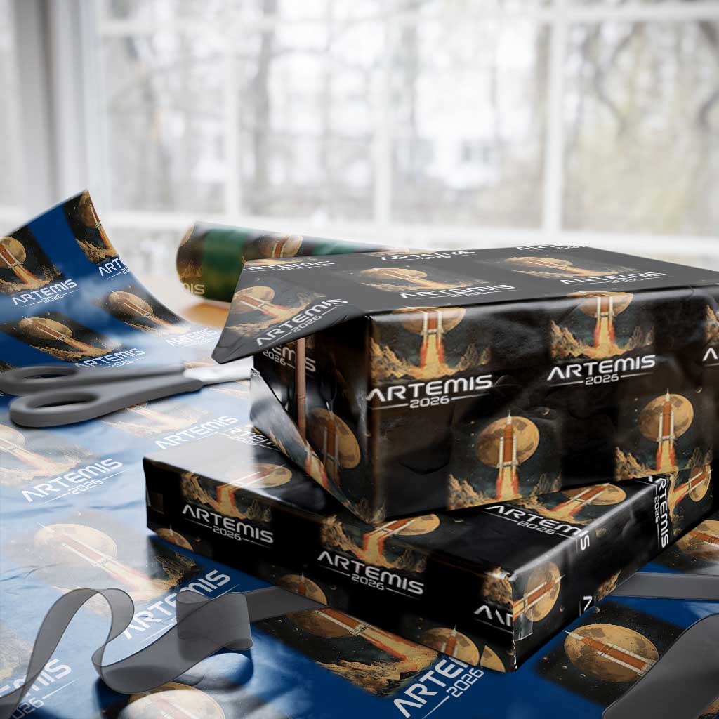Launch To The Moon Mission Wrapping Paper Roll