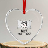 Lazy Siberian Husky Meme Heart Crystal Glass Ornament Nope Not Today