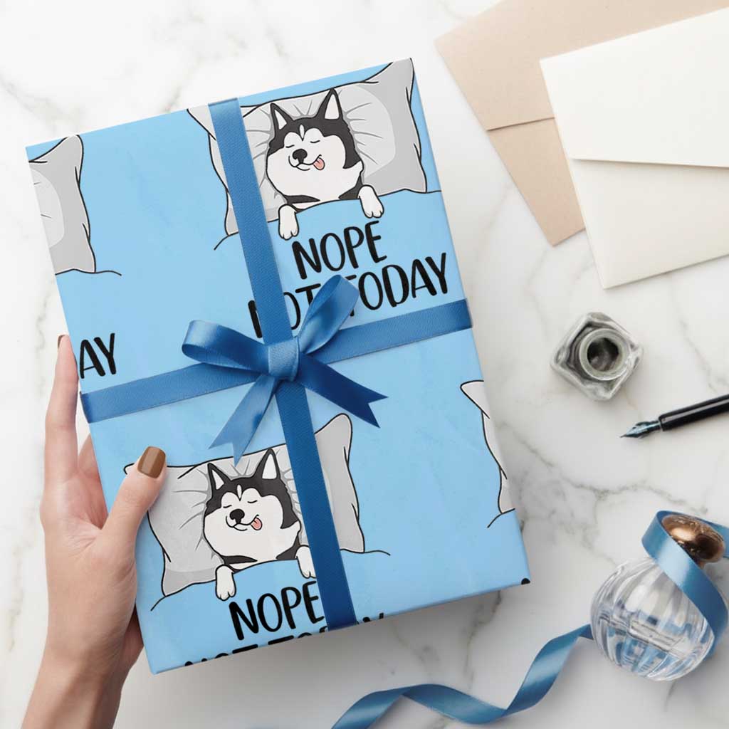 Lazy Siberian Husky Meme Wrapping Paper Roll Nope Not Today