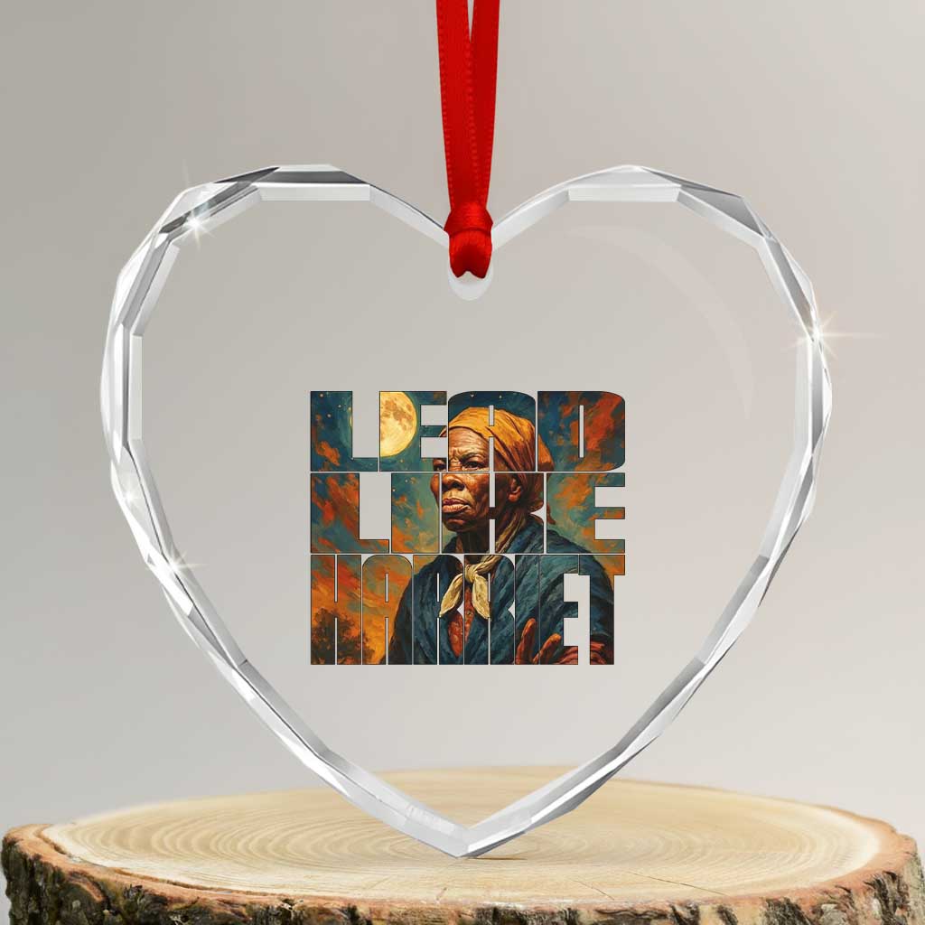 Lead Like Harriet Heart Crystal Glass Ornament Black History Month Juneteenth Quote - Wonder Print Shop