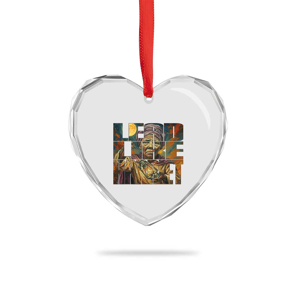 Lead Like Harriet Heart Crystal Glass Ornament Black Women Leadership Quote - Wonder Print Shop