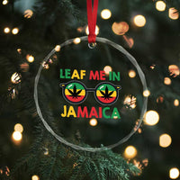 Leaf Me In Jamaica Crystal Glass Ornament Funny Weed Stoner Marijuana Jamaican Rasta Reggae - Wonder Print Shop