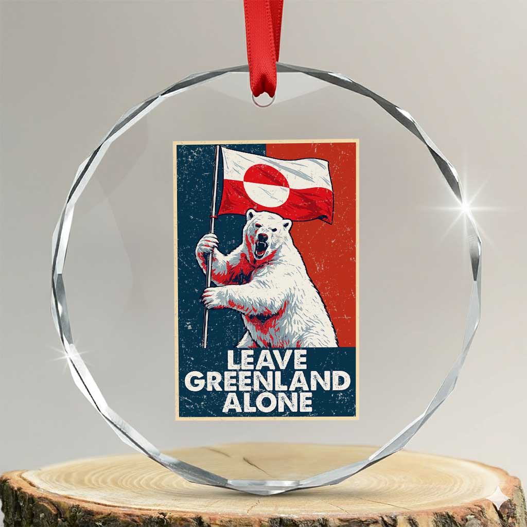Leave Greenland Alone Crystal Glass Ornament Polar Bear Holding Flag Greenlanders Supports