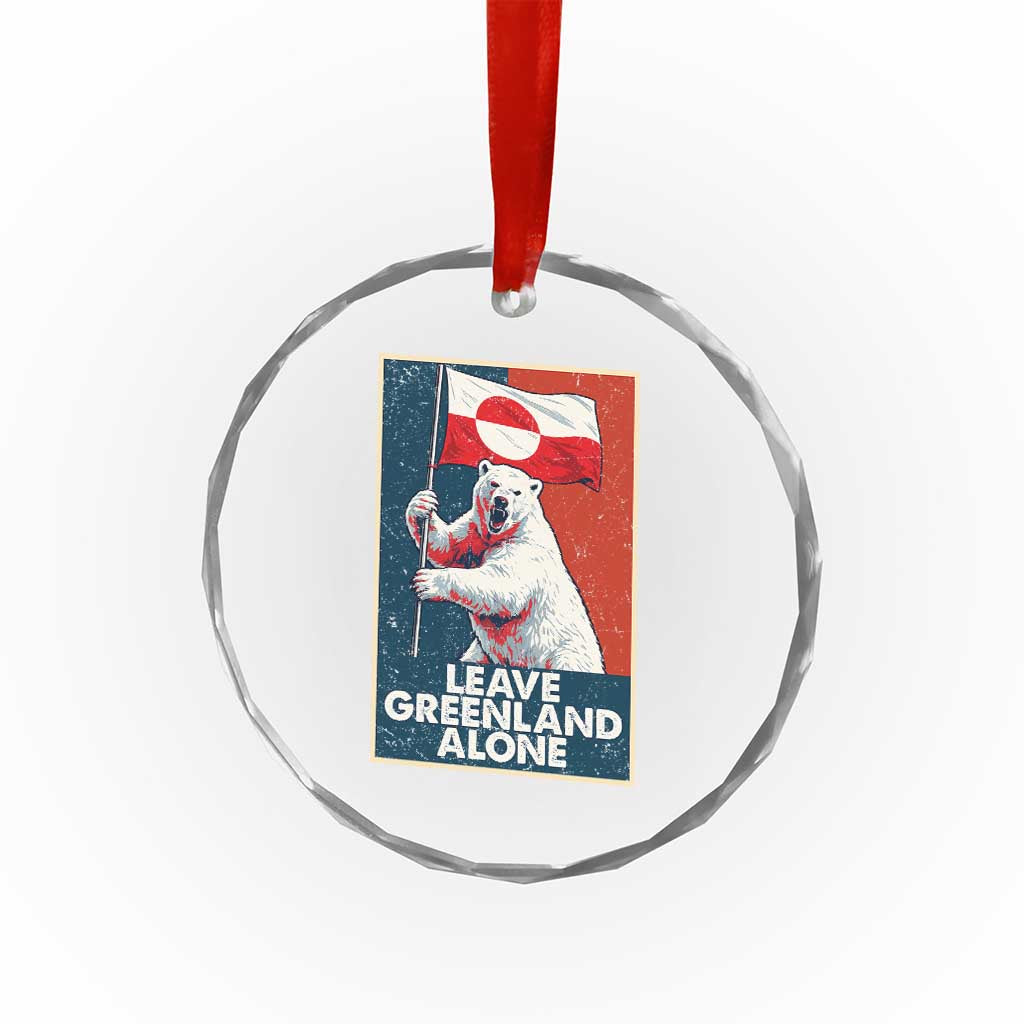 Leave Greenland Alone Crystal Glass Ornament Polar Bear Holding Flag Greenlanders Supports