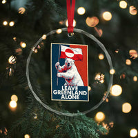 Leave Greenland Alone Crystal Glass Ornament Polar Bear Holding Flag Greenlanders Supports