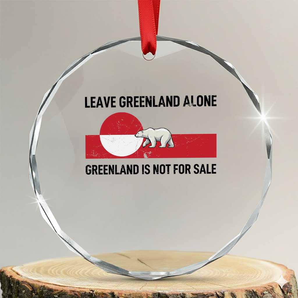 Leave Greenland Alone Polar Bear Protest Crystal Glass Ornament Not For Sale Patriotic Flag