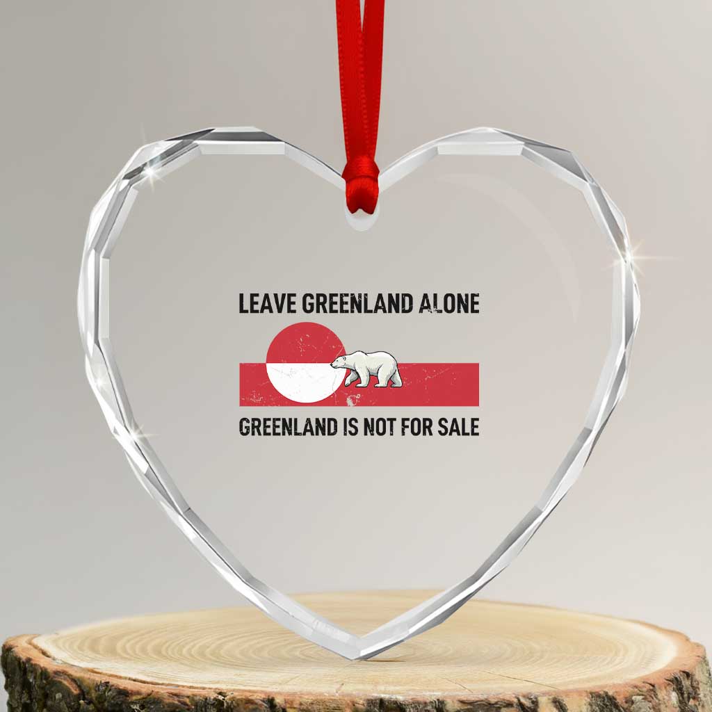 Leave Greenland Alone Polar Bear Protest Heart Crystal Glass Ornament Not For Sale Patriotic Flag