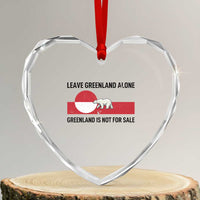 Leave Greenland Alone Polar Bear Protest Heart Crystal Glass Ornament Not For Sale Patriotic Flag