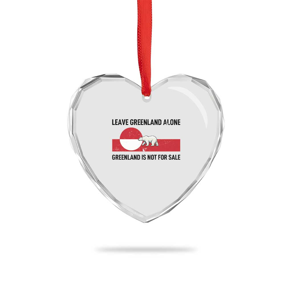 Leave Greenland Alone Polar Bear Protest Heart Crystal Glass Ornament Not For Sale Patriotic Flag