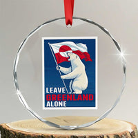 Leave Greenland Alone Polar Bear Resist Crystal Glass Ornament Vintage Patriotic Propaganda Sovereignty Protest