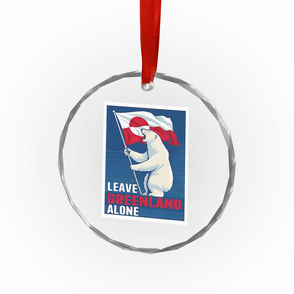 Leave Greenland Alone Polar Bear Resist Crystal Glass Ornament Vintage Patriotic Propaganda Sovereignty Protest