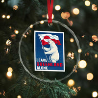 Leave Greenland Alone Polar Bear Resist Crystal Glass Ornament Vintage Patriotic Propaganda Sovereignty Protest