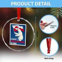 Leave Greenland Alone Polar Bear Resist Crystal Glass Ornament Vintage Patriotic Propaganda Sovereignty Protest