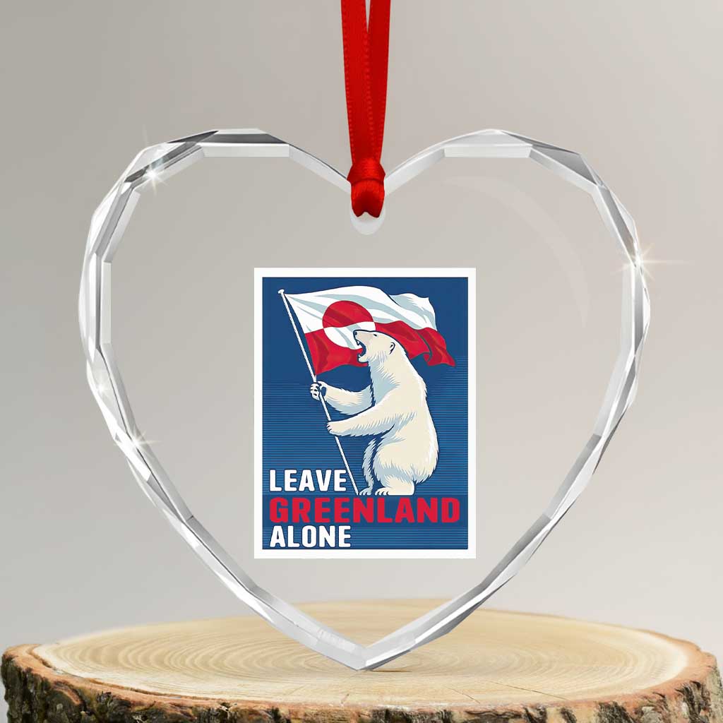 Leave Greenland Alone Polar Bear Resist Heart Crystal Glass Ornament Vintage Patriotic Propaganda Sovereignty Protest