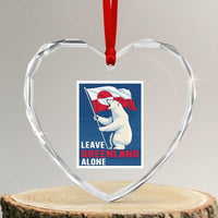 Leave Greenland Alone Polar Bear Resist Heart Crystal Glass Ornament Vintage Patriotic Propaganda Sovereignty Protest