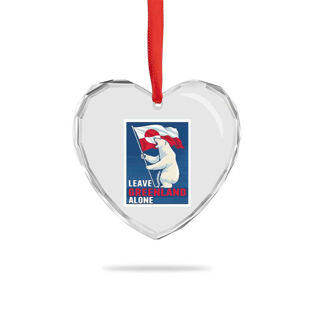 Leave Greenland Alone Polar Bear Resist Heart Crystal Glass Ornament Vintage Patriotic Propaganda Sovereignty Protest
