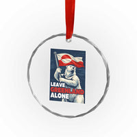 Leave Greenland Alone Vintage Poster Graphic Crystal Glass Ornament Retro Polar Bear Waving Flag Patriot