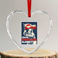 Leave Greenland Alone Vintage Poster Graphic Heart Crystal Glass Ornament Retro Polar Bear Waving Flag Patriot