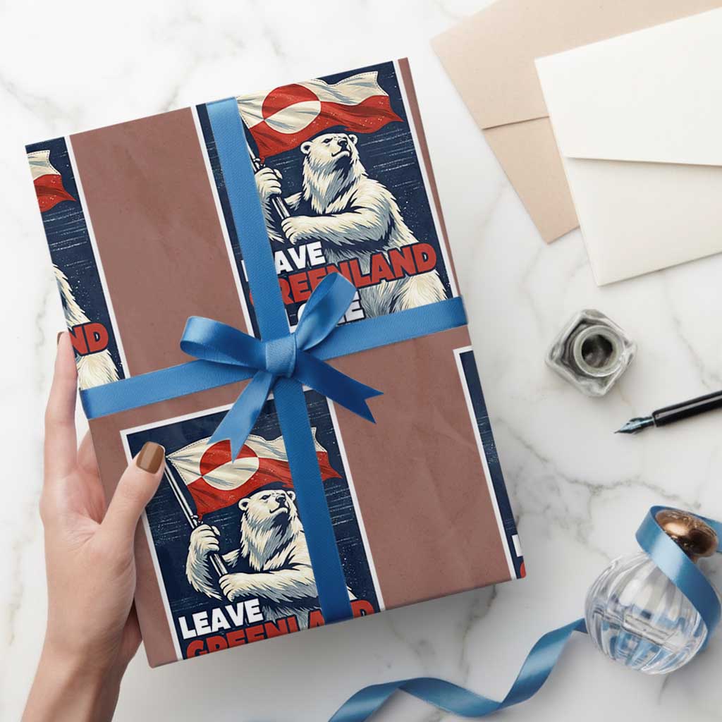 Leave Greenland Alone Vintage Poster Graphic Wrapping Paper Roll Retro Polar Bear Waving Flag Patriot