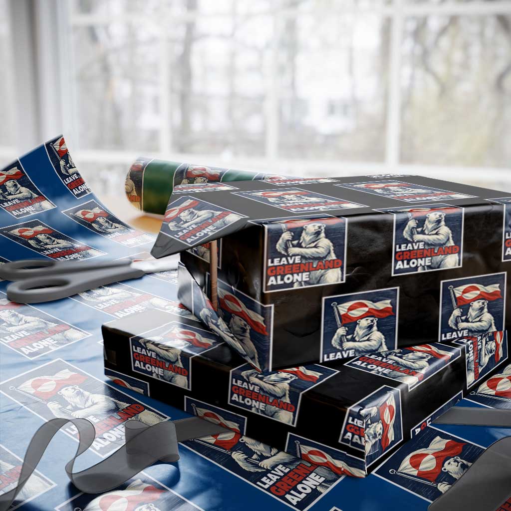 Leave Greenland Alone Vintage Poster Graphic Wrapping Paper Roll Retro Polar Bear Waving Flag Patriot