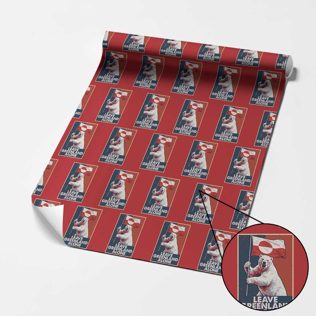 Leave Greenland Alone Wrapping Paper Roll Polar Bear Holding Flag Greenlanders Supports