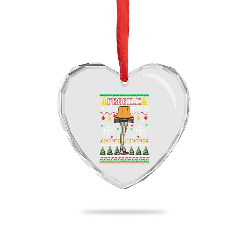 Leg Lamp Ugly Christmas Heart Crystal Glass Ornament Funny Xmas Movie Fragile - Wonder Print Shop